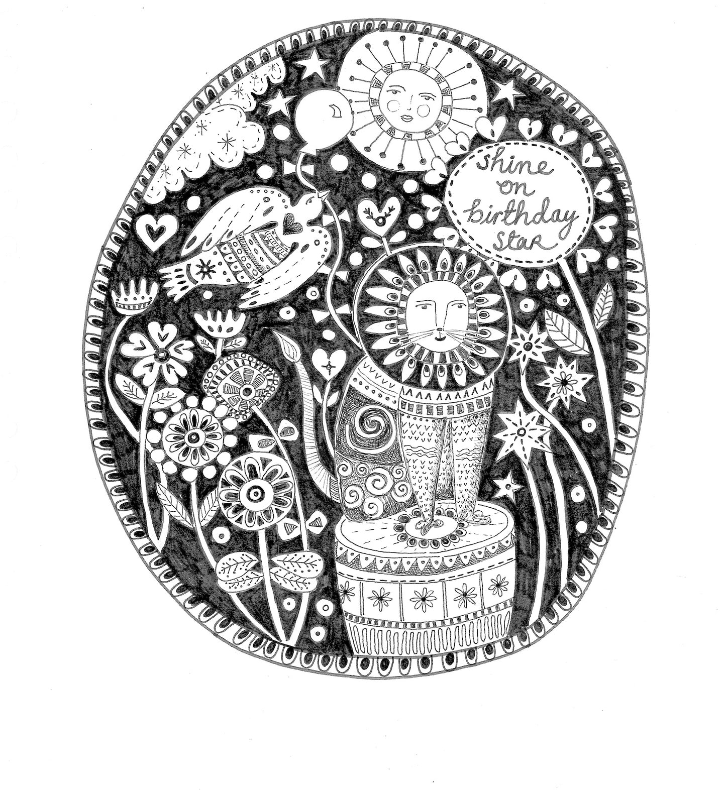Shine On Birthday Star - 5x7" greetings card