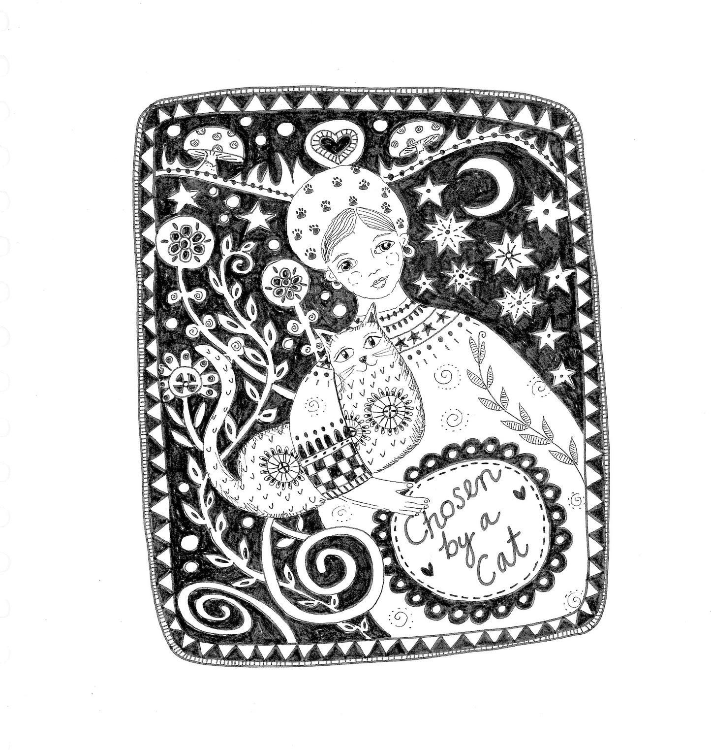 Chosen by a Cat - 5x7" greetings card