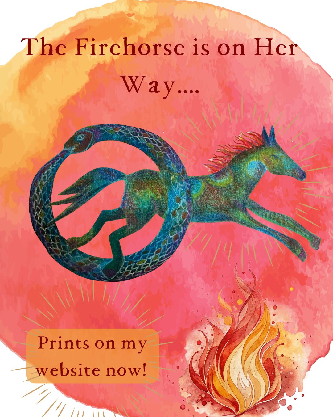 Set of 5 Firehorse greetings cards