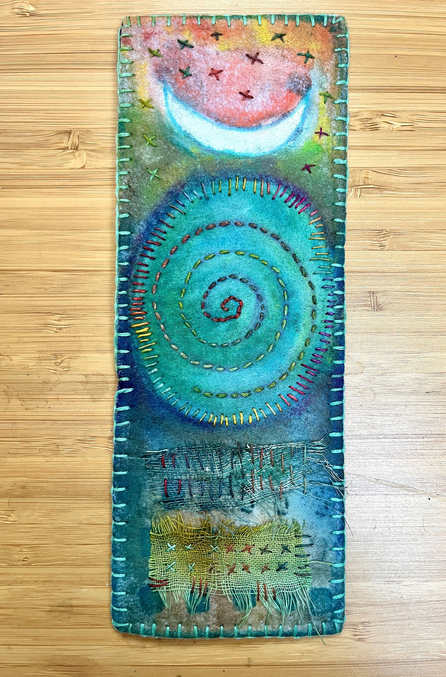 Handcrafted bookmark/tiny stitched altar cloth