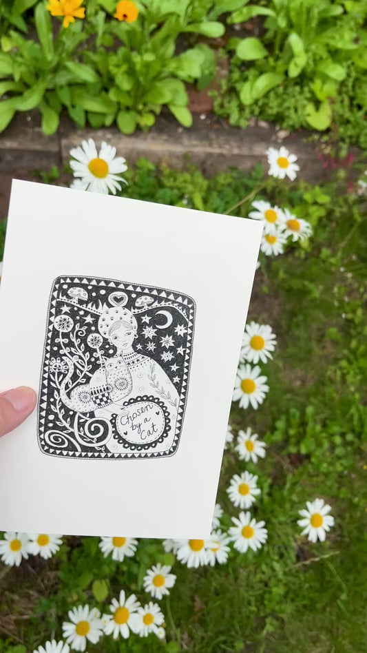 Chosen by a Cat - 5x7" greetings card