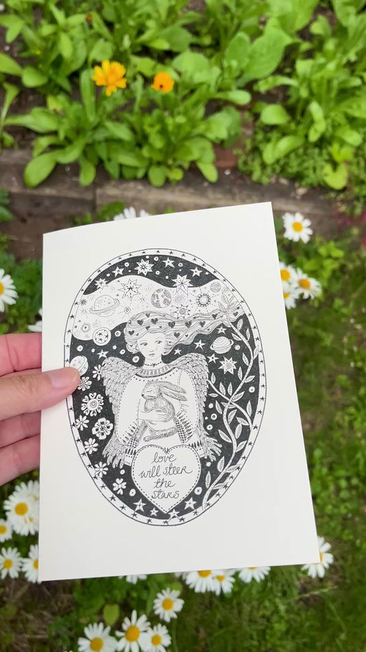 Love Will Steer the Stars - 5x7" greetings card