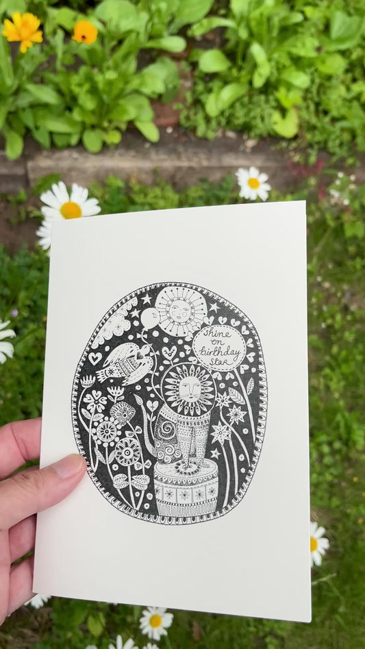Shine On Birthday Star - 5x7" greetings card