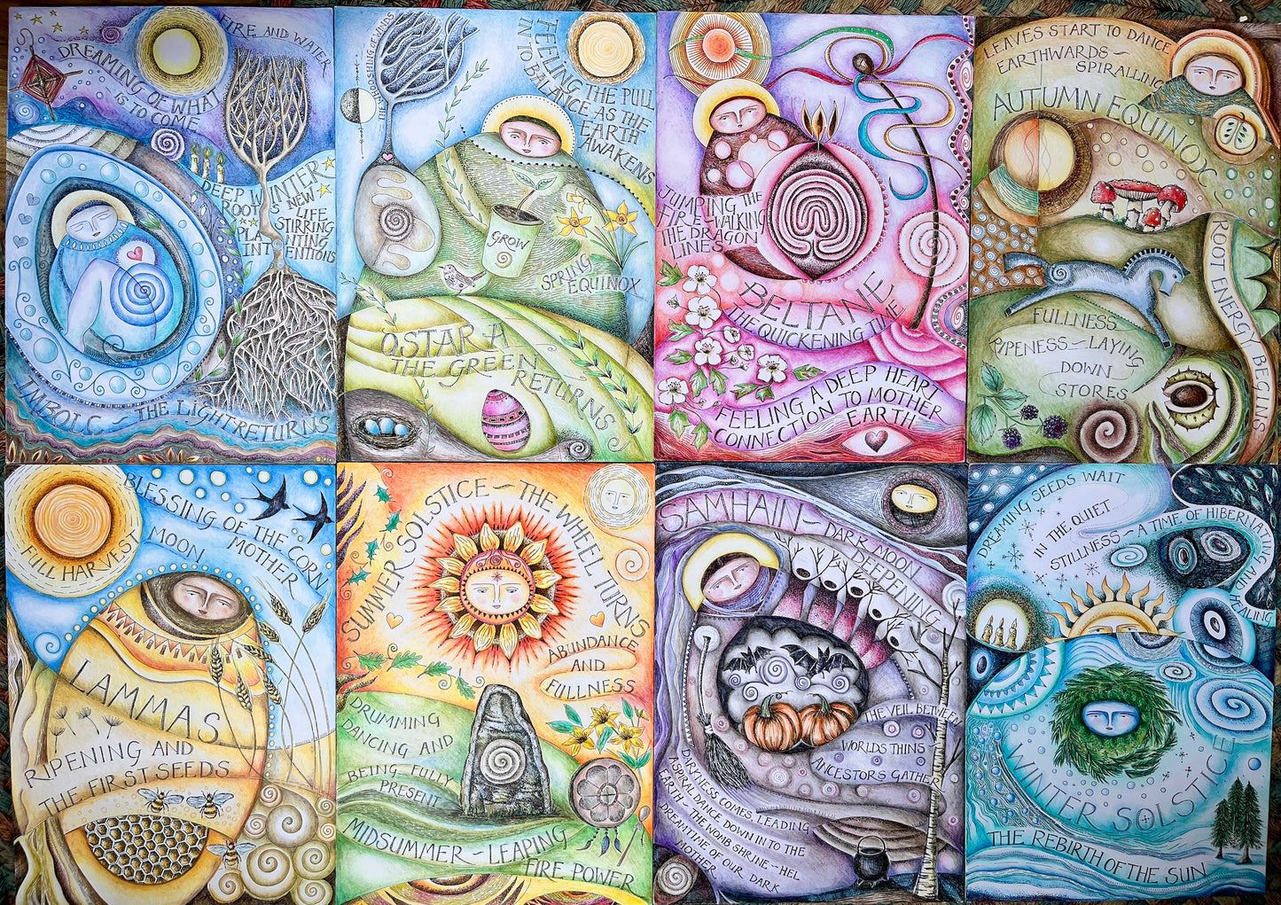 Wheel of the Year altar card collection