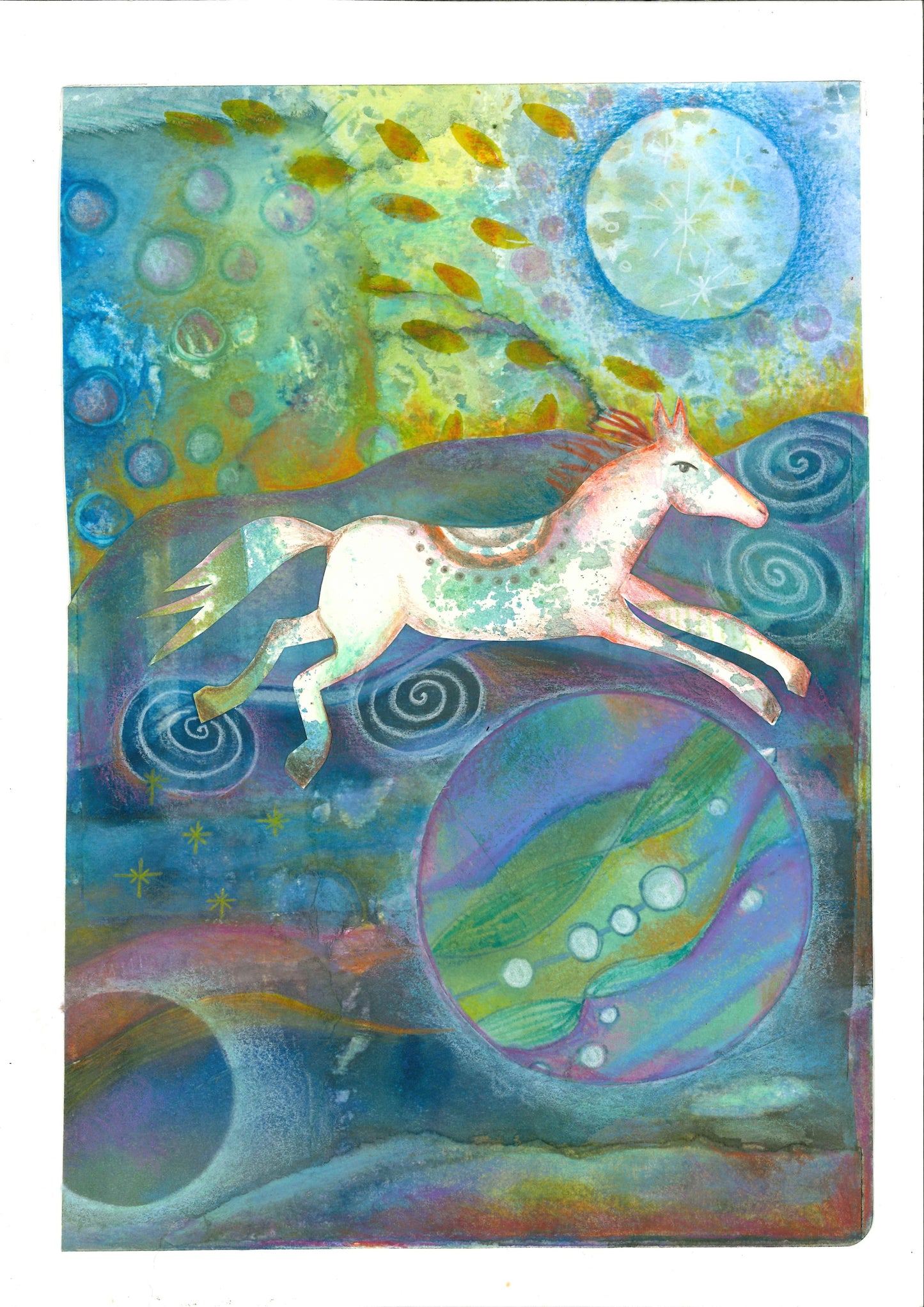 White Mare of Moonlight, fine art giclee print - 11 x 14"